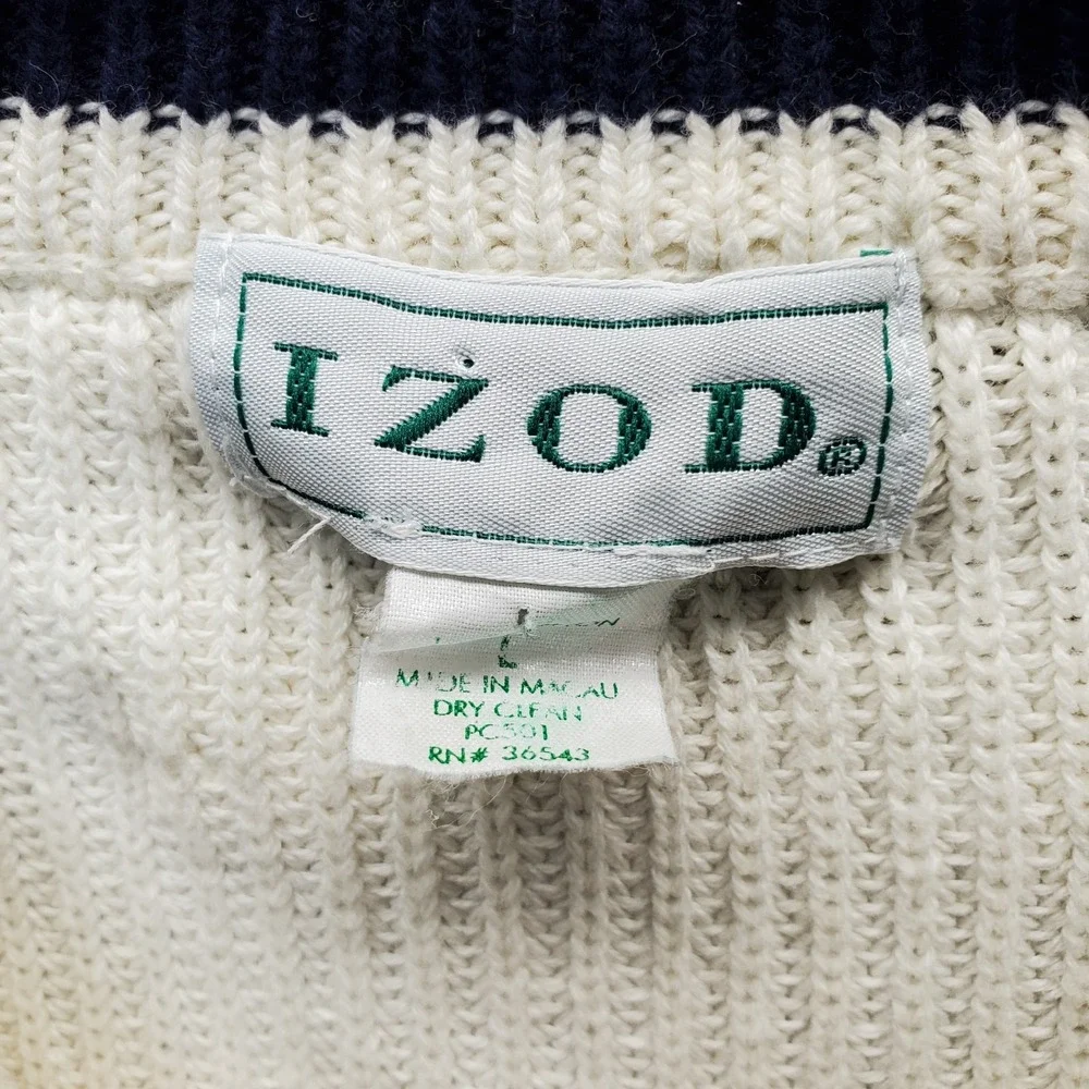 Vintage IZOD Sport Tennis Sweater Mens Large Multi Heavy Knit Crew Neck EUC RARE